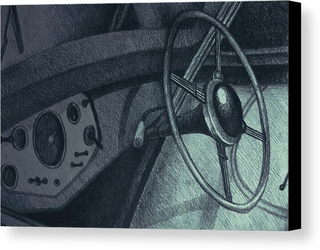 661x516 Vintage Car Dashboard Drawing. Illustration Canvas Print Canvas