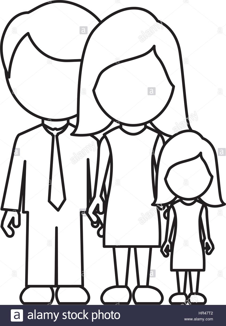 963x1390 Monochrome Contour Faceless With Dad Mom And Daughter In Formal