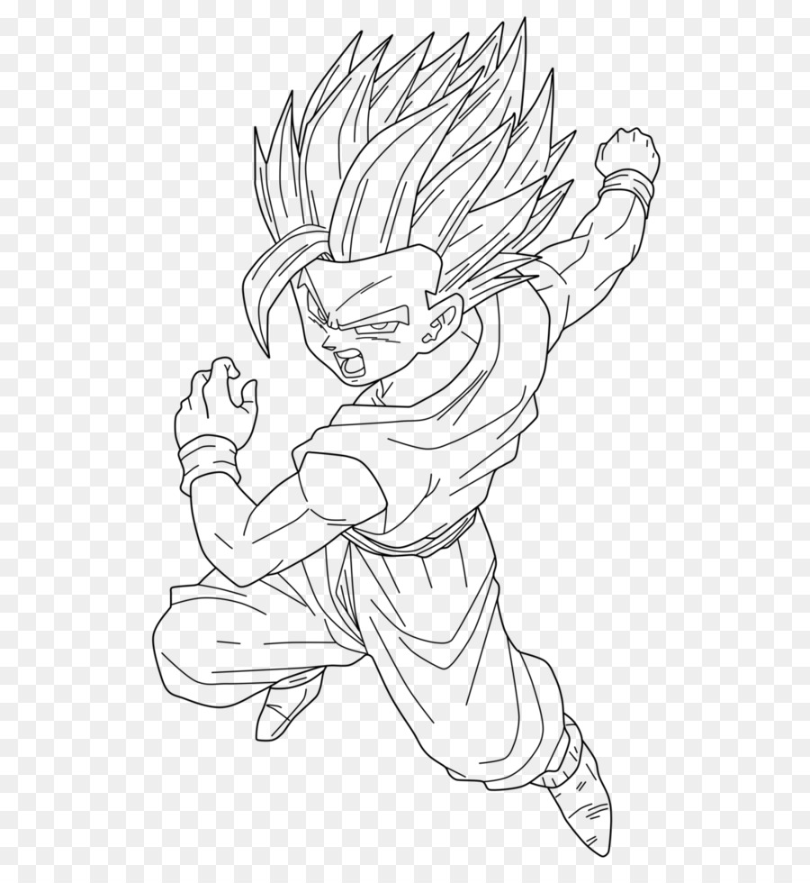 900x980 Gohan Trunks Goku Drawing Line Art
