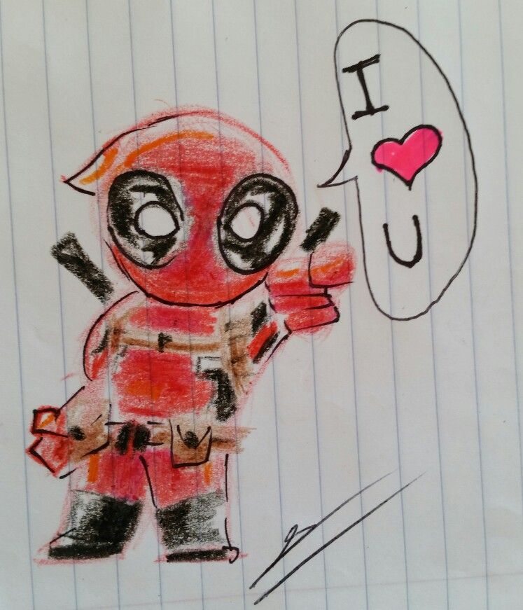 747x871 Little Deadpool In Crayon For My Girldfriend