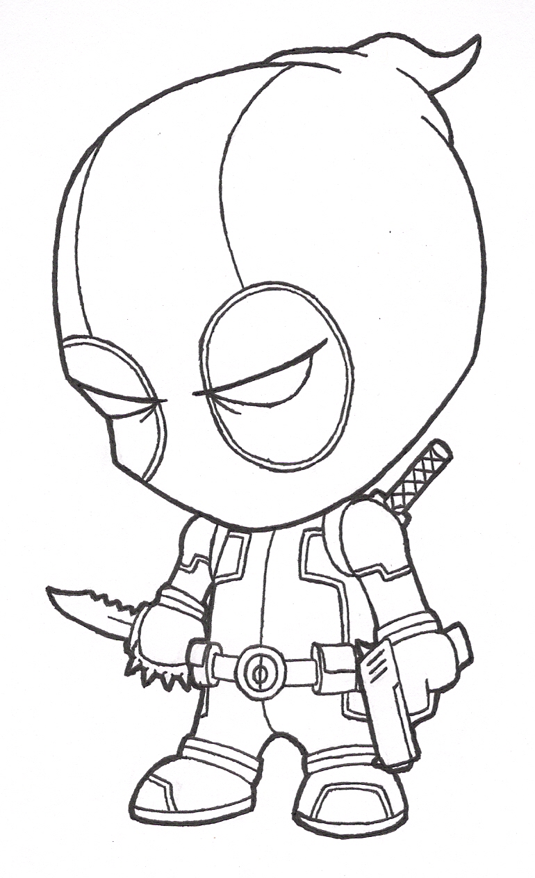 770x1263 Collection Of Little Deadpool Drawing High Quality, Free