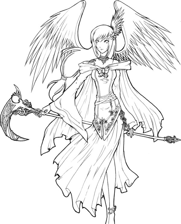600x744 Angel Of Death Lineart By Xxkawaiitwiggee