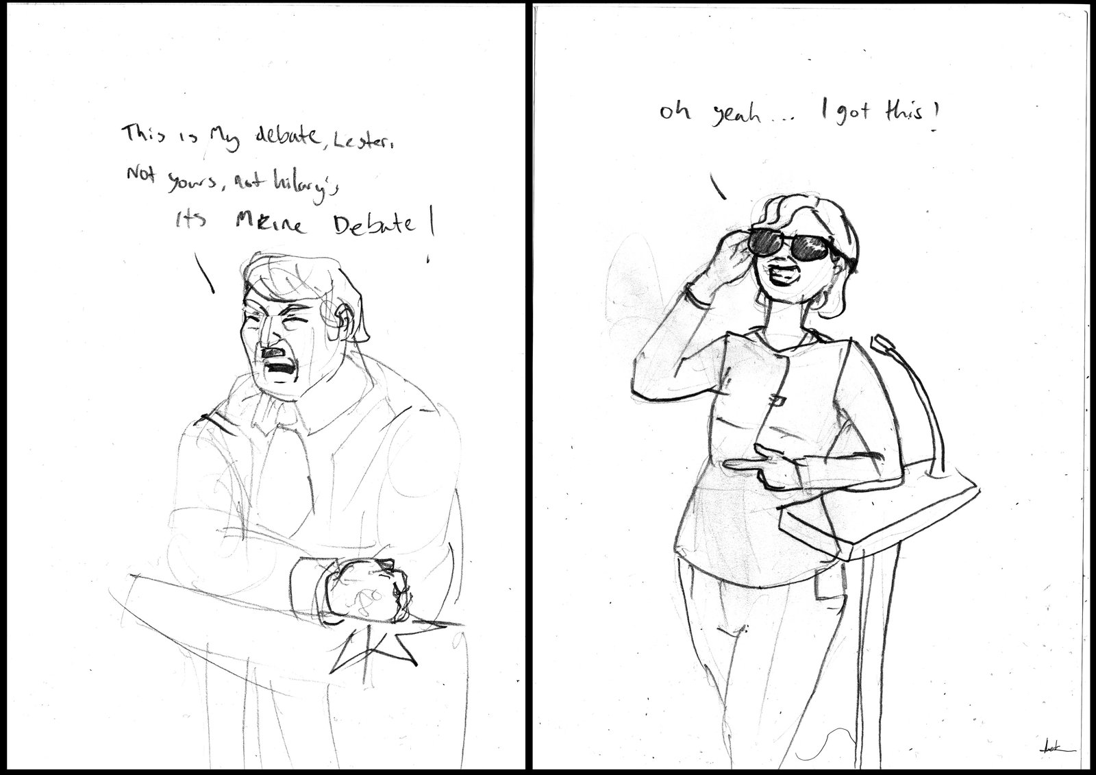 1600x1131 Sketching Trump And Hillary Debate 2016 By Semiaftermath