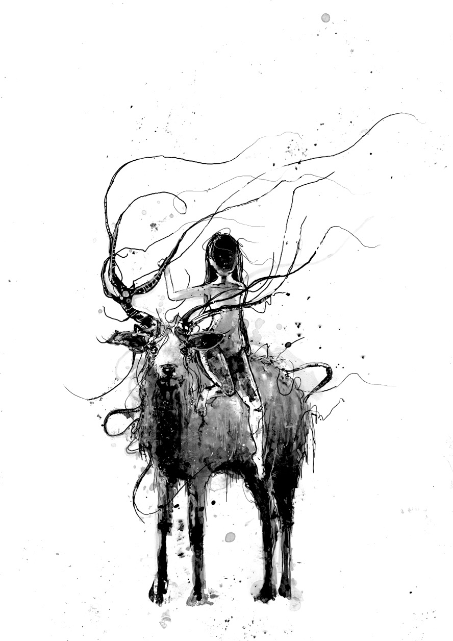 888x1256 Girl Amp Deer, Ink, A4