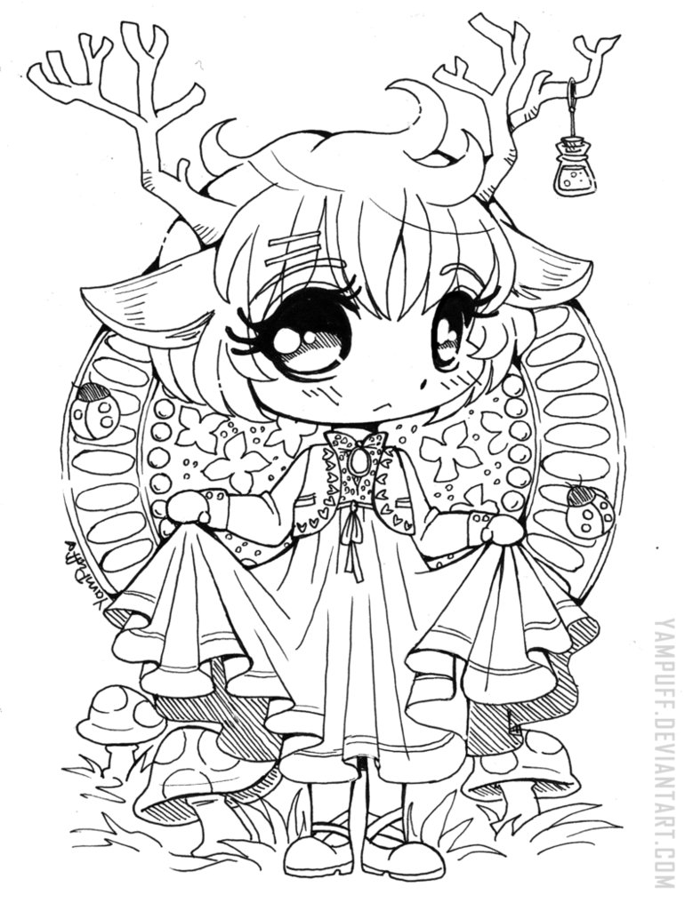 779x1025 Little Deer Chibi Open Lineart By Yampuff