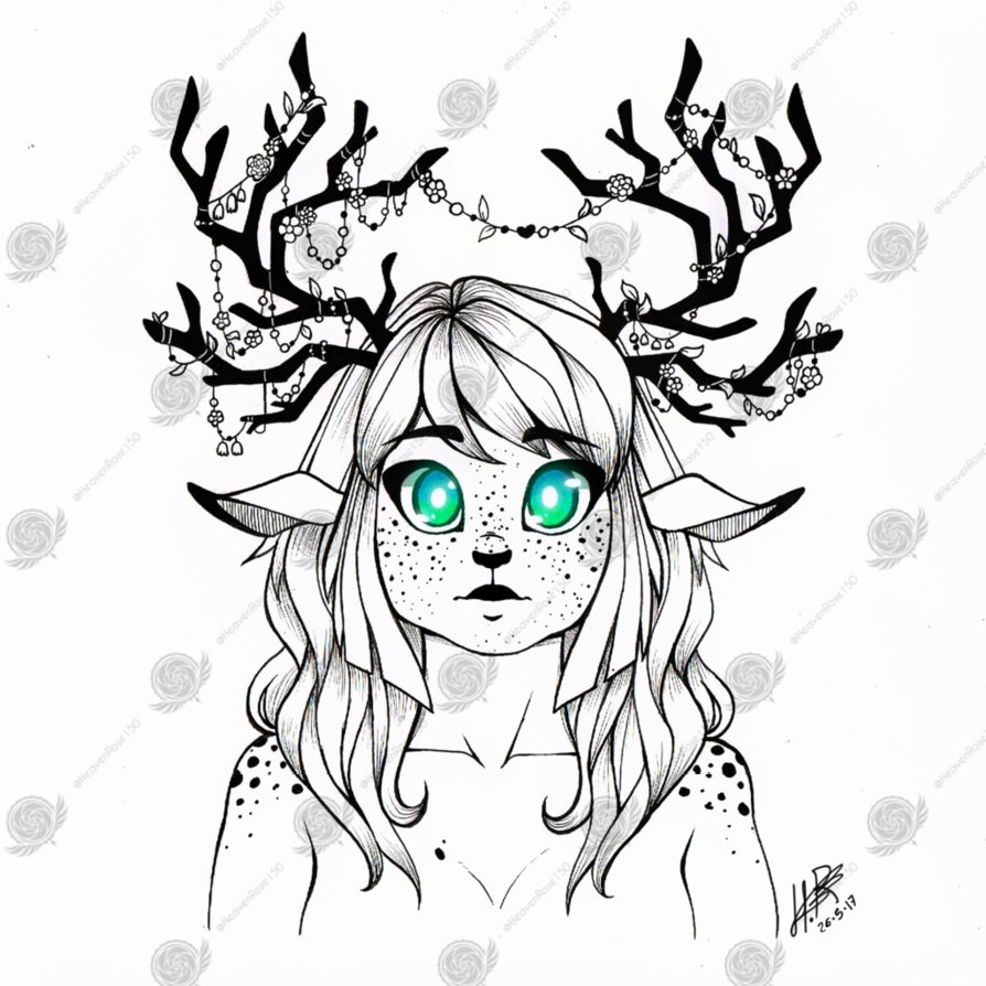 894x894 Print And Sticker] Freckled Deer Girl By Heavenrose150