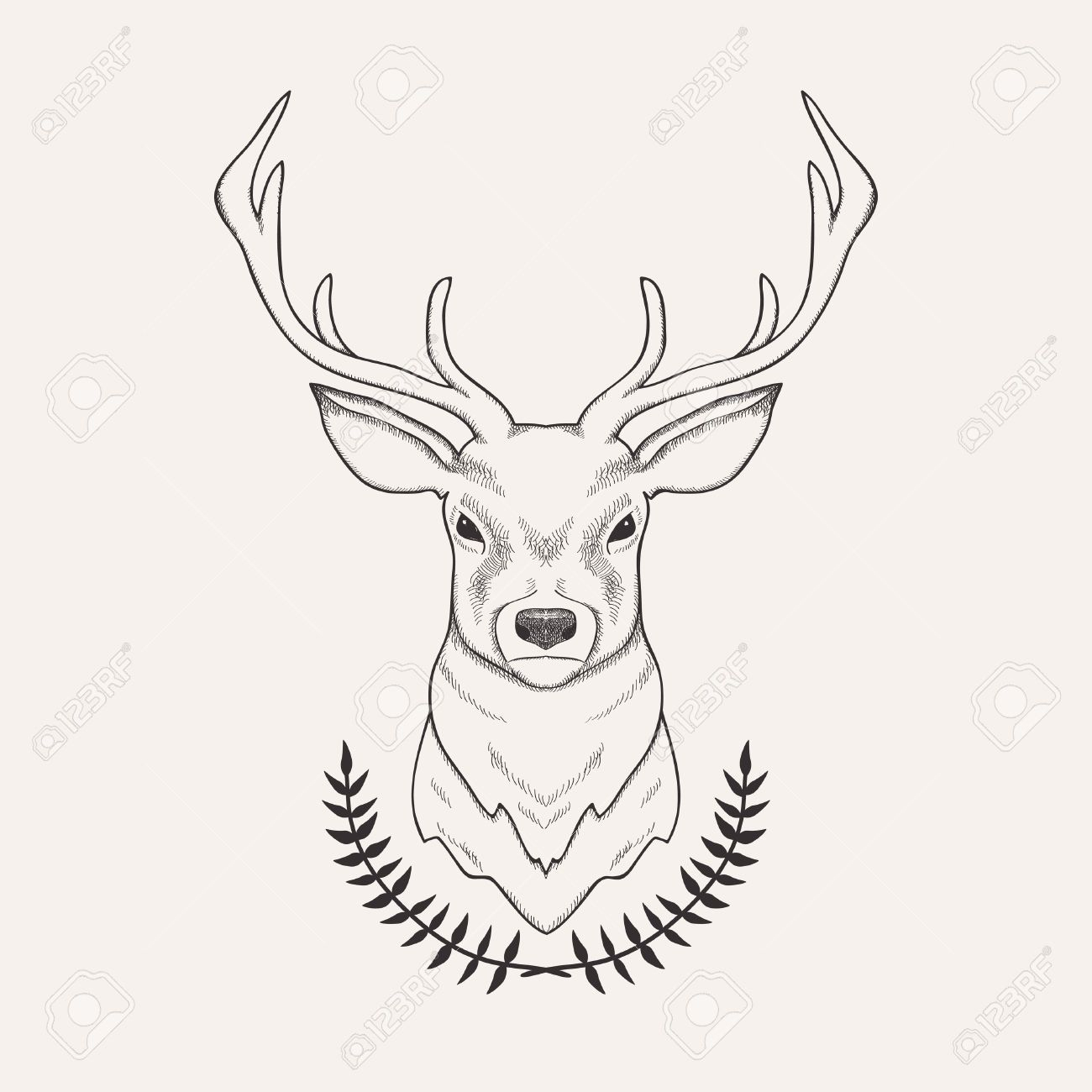 1300x1300 Sketch Of A Deer Head
