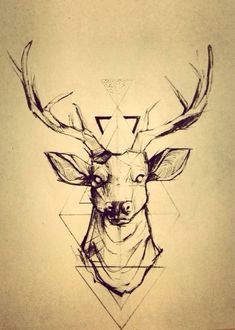 235x330 Light Geometric Stitching Makes Up A Majestic Deer Head. Pretty