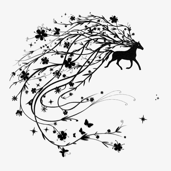 600x600 Black Deer, Fawn, Pencil Drawing, Black Png Image And Clipart