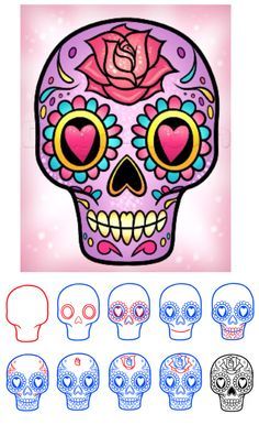 236x386 How To Draw Skull Easy Printable Step By Step Drawing Sheet
