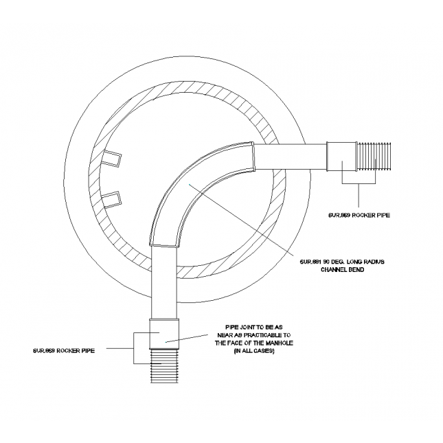 645x645 Manhole With 90 Degree Channel Bend Dwg Cad Blocks Free