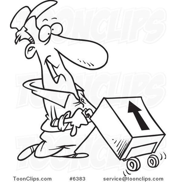 581x600 Cartoon Blacknd White Line Drawing Of Delivery Guy