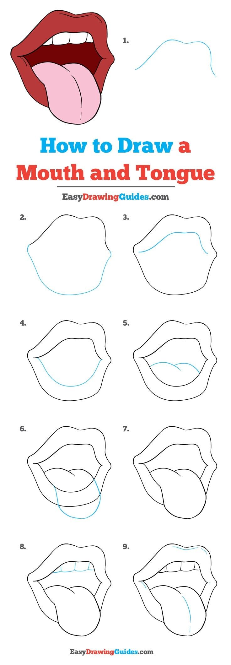 736x2118 How To Draw A Mouth And Tongue