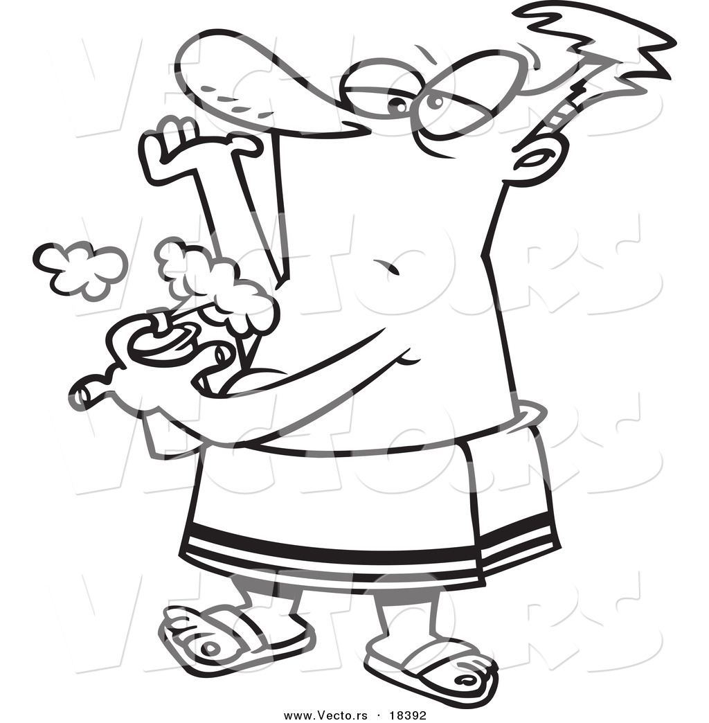 1024x1044 Vector Of A Cartoon Man Spraying On Deodorant