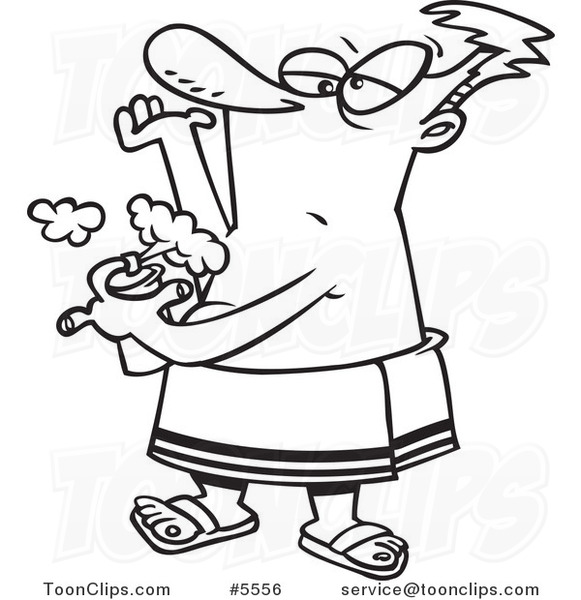581x600 Cartoon Black And White Line Drawing Of A Guy Spraying
