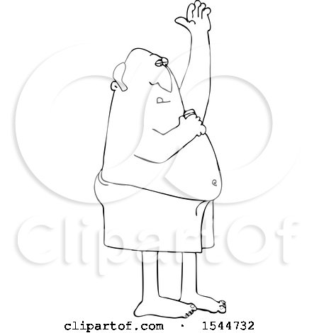 450x470 Clipart Of A Lineart Man Applying Deodorant After A Shower