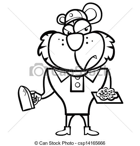 450x470 Cartoon Tiger Builder With Derby Tool. Clip Art Vector