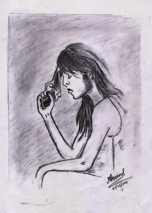 643x900 Woman' Desire Drawing By Arvind Kumar