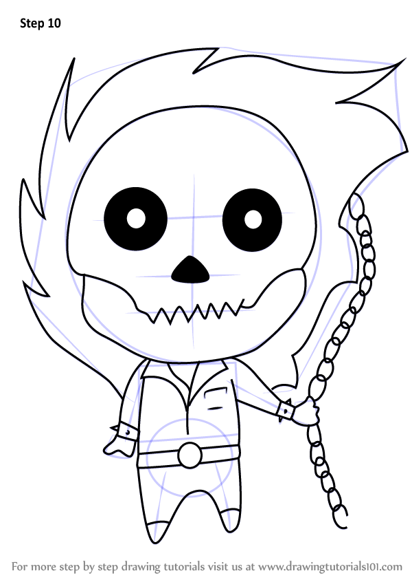 600x846 Learn How To Draw Chibi Ghost Rider (Chibi Characters) Step By