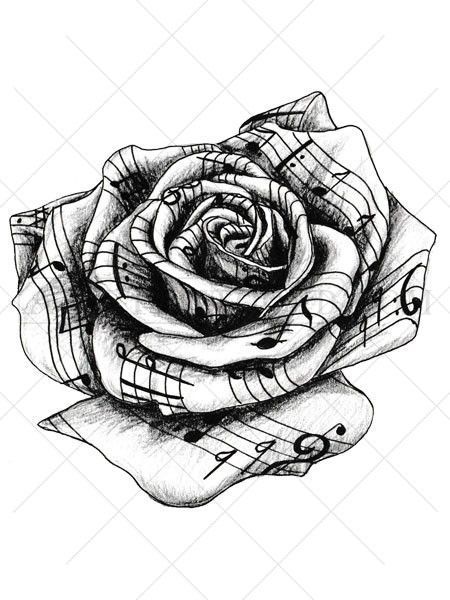 450x600 Music Rose Tattoo Tattoo Roses, Rose Tattoos And Sheet Music