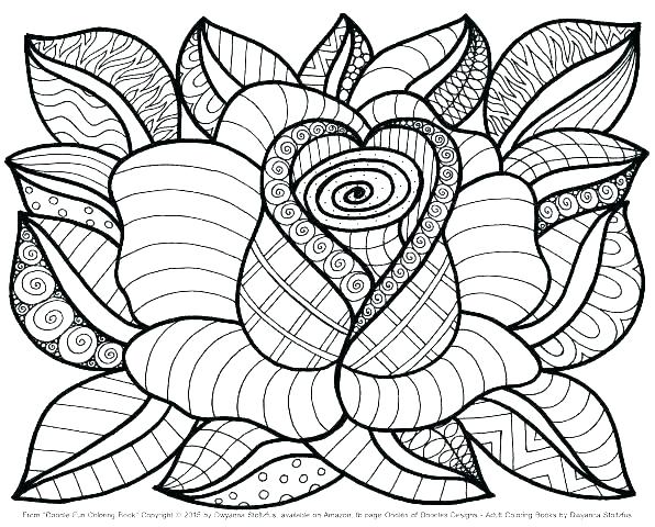 596x480 Rose Flower Coloring Pages Or Realistic Flowers Drawing Kids