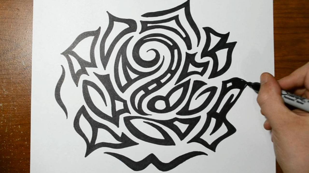 1280x720 Drawing A Large Detailed Tribal Rose Head