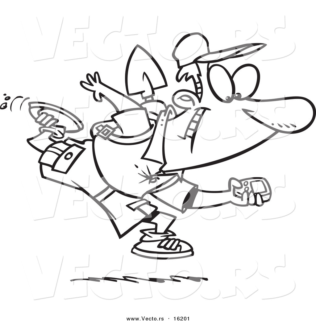 1024x1044 Vector Of A Cartoon Man Geocaching With A Gps Device