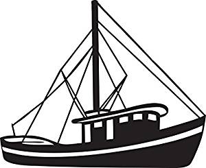 300x245 Shrimp Boat 6 Wide Decal Black
