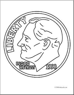 304x392 Clip Art Dime Front (Coloring Page) I Abcteach