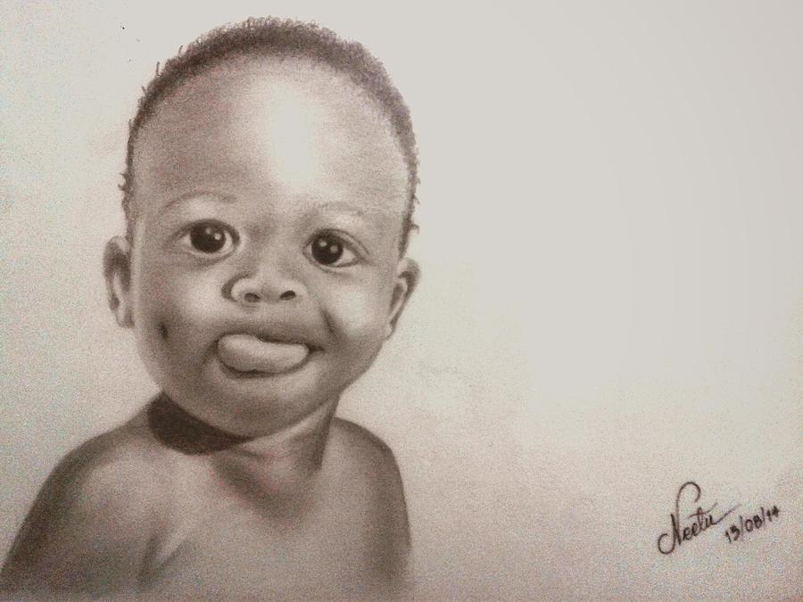 900x675 Baby With Dimple Painting By Neetu Pande