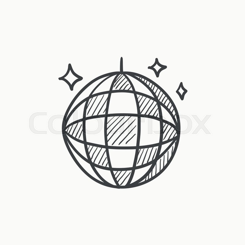 800x800 Disco Ball Vector Sketch Icon Isolated On Background. Hand Drawn