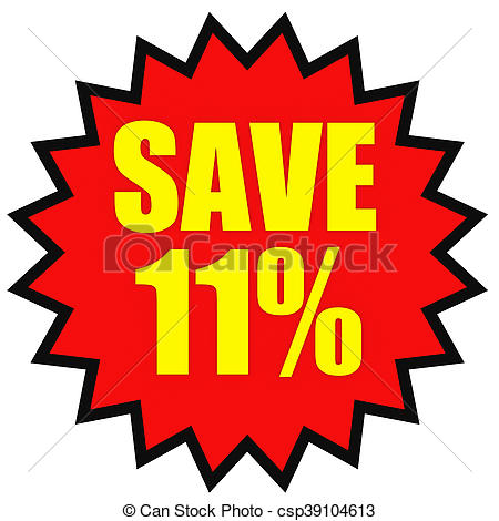 450x470 Discount 11 Percent Off. 3d Illustration On White Clipart