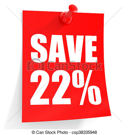 450x470 Discount 22 Percent Off. 3d Illustration On White Drawing