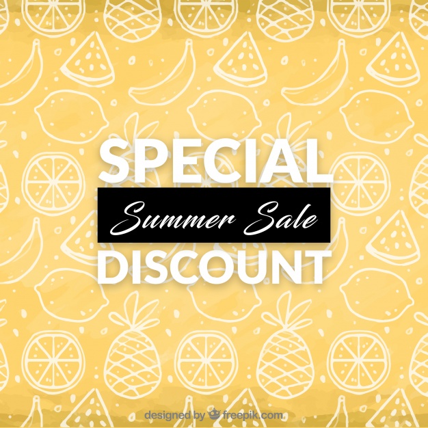 626x626 Summer Discount Background With Fruit Drawing Vector Free Download