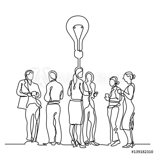 500x500 Continuous Line Drawing Of Business Team Discussion Idea