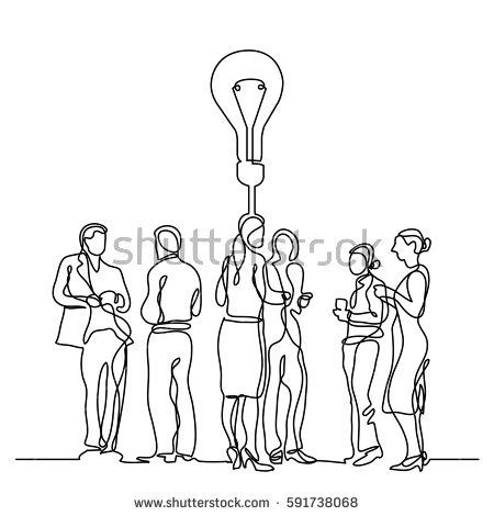 450x470 Continuous Line Drawing Of Business Team Discussion Idea A1