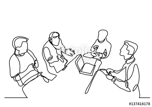 500x354 Continuous Line Drawing Of Team Discussion Stock Image