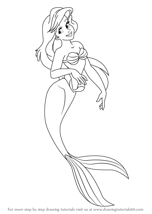 597x843 Learn How To Draw Princess Ariel From The Little Mermaid (The