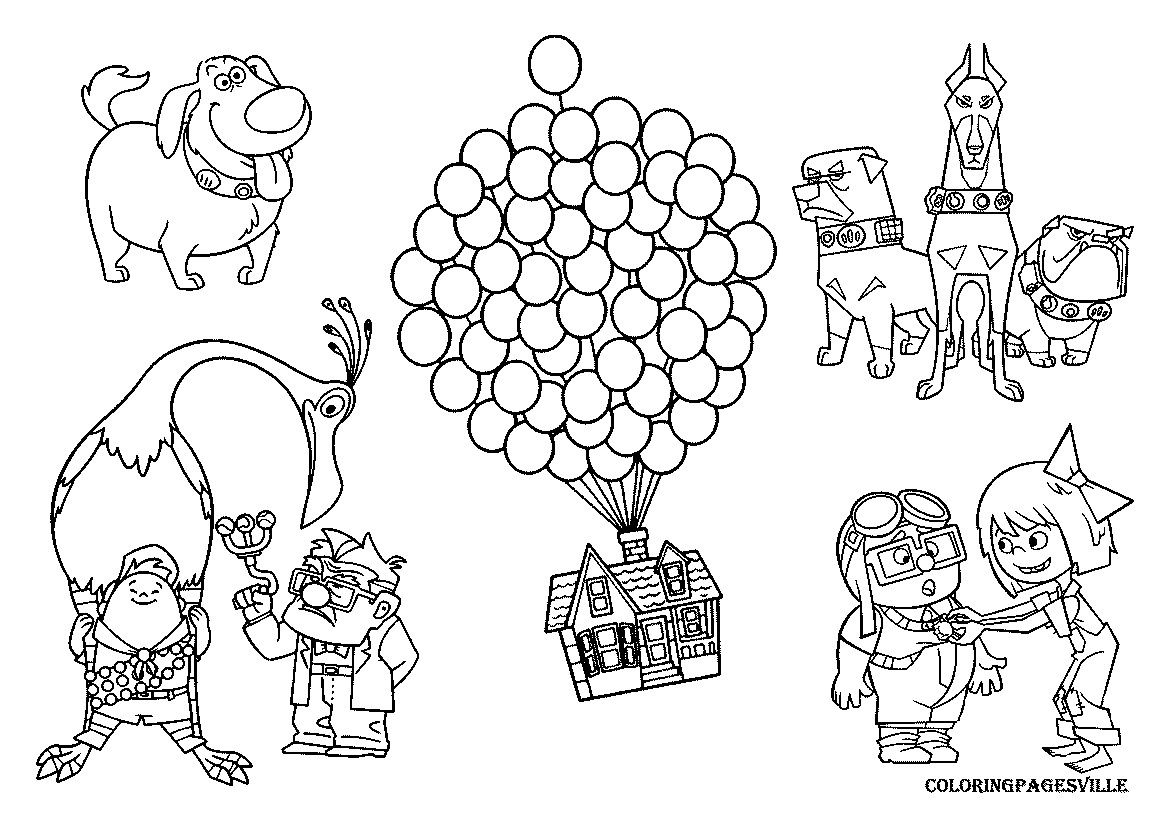 1169x827 Coloring Pages Disney Movies New Pixar Up House Drawing