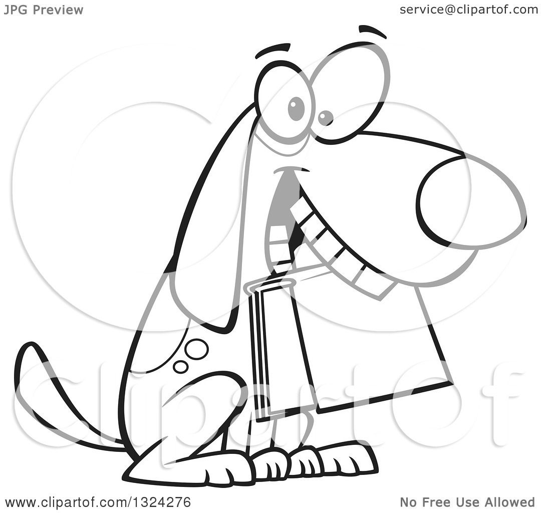 1080x1024 Lineart Clipart Of Cartoon Blacknd White Dog Sitting