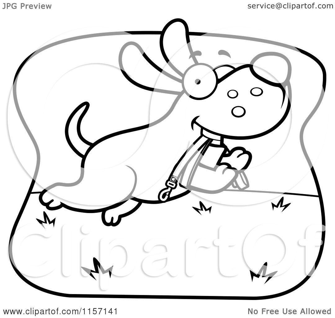 1080x1024 Cartoon Clipart Of A Black And White Dog Running With A Leash