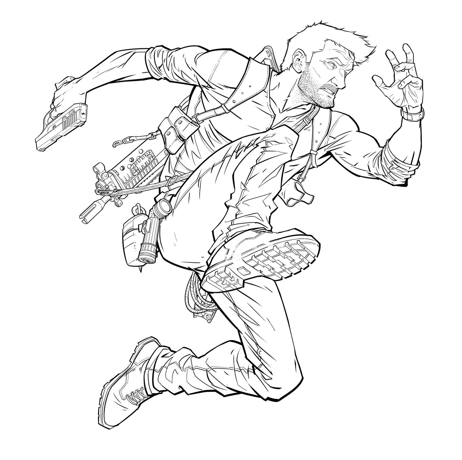 1600x1594 Nathan Drake Line Work By
