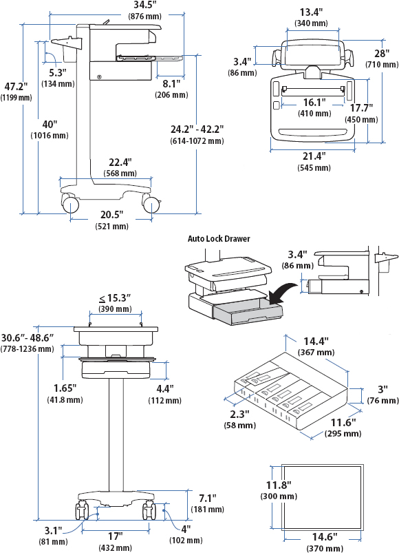 580x806 Ergotron Sv31 80111 Styleview Phd Laptop Notebook Cart With 1