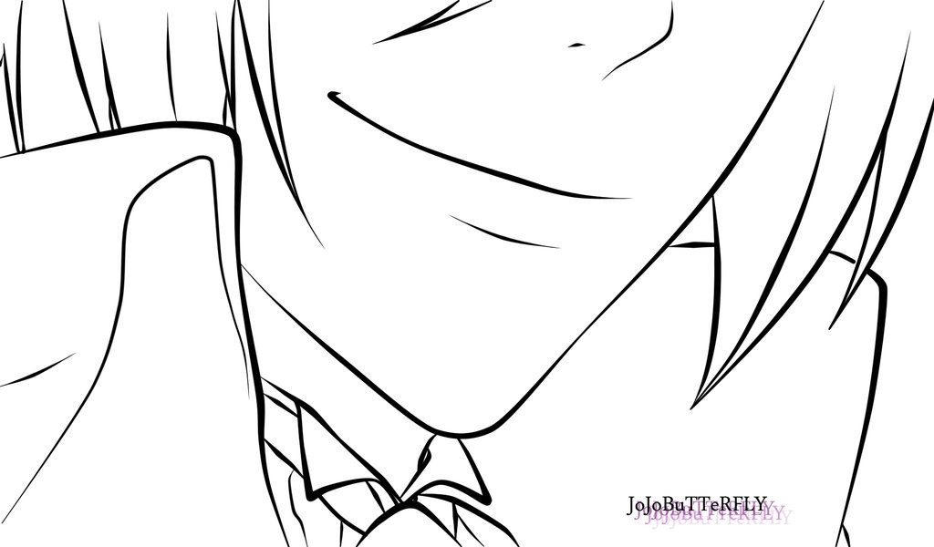 1024x600 Sebastian's Smirk From Kuroshitsuji Lineart By Jojobutterfly