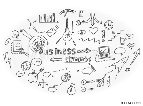 500x372 Hand Draw Doodle Elements Money And Coin Icon, Chart Graph