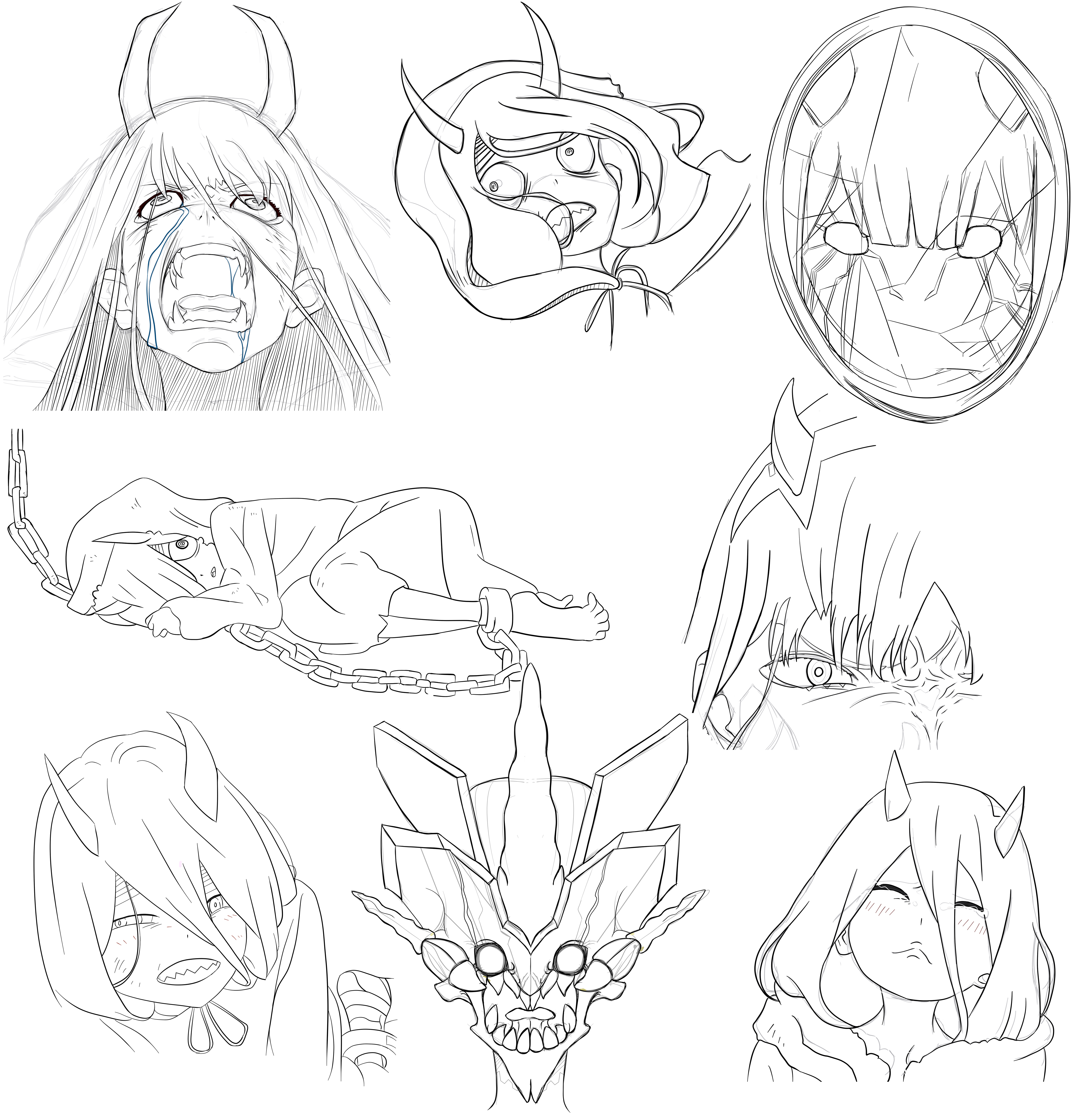 5186x5386 Darling In The Franxx Sketch Collection So Far! (Speed Paint Link