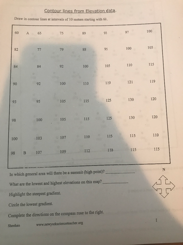 768x1024 Solved Contour Lines From Elevation Data Draw In Contour