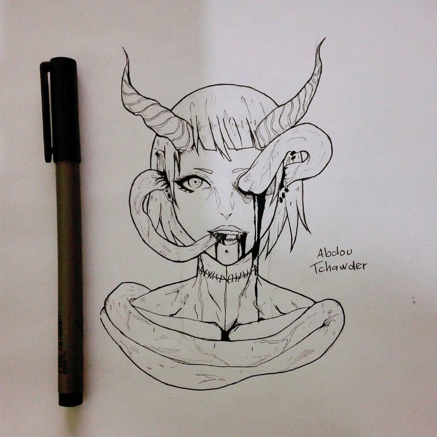 894x894 Drawing Creepy Scary Manga Girl By Abdoutchawder