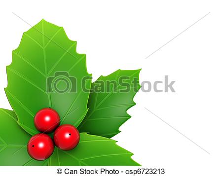 450x357 Holly Leaves And Red Berry Isolated On White Background Drawings