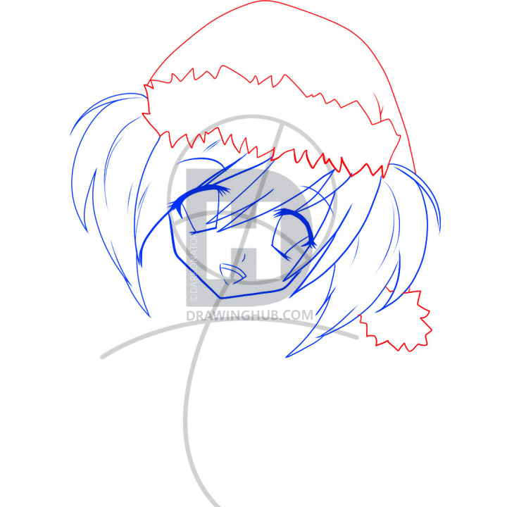 720x720 How To Draw An Anime Christmas Girl, Christmas Girl, Step By Step
